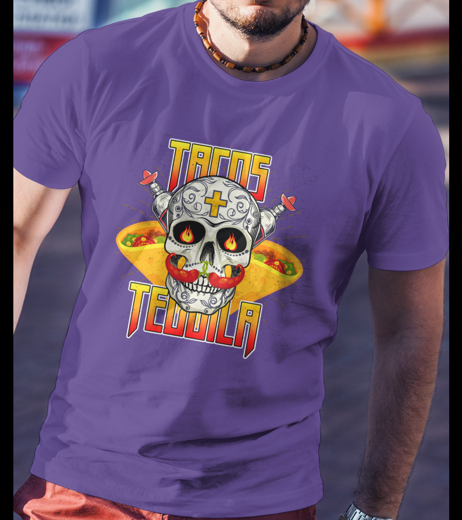 Tacos Tequila Skull Mexican Cuisine Party T-Shirt