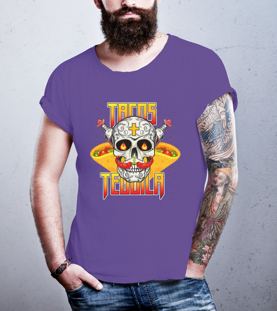 Tacos Tequila Skull Mexican Cuisine Party T-Shirt