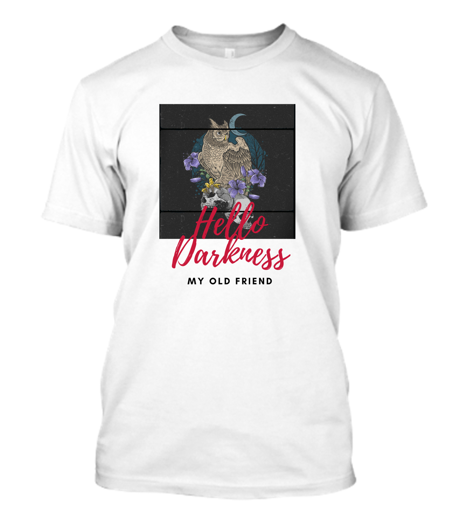 Hello Darkness My Old Friend Owl And Moon T-Shirt