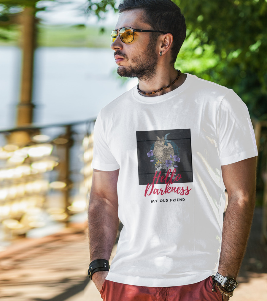 Hello Darkness My Old Friend Owl And Moon T-Shirt