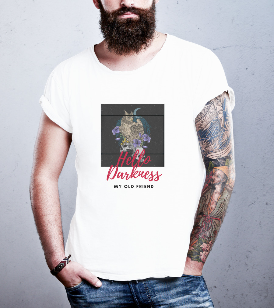 Hello Darkness My Old Friend Owl And Moon T-Shirt