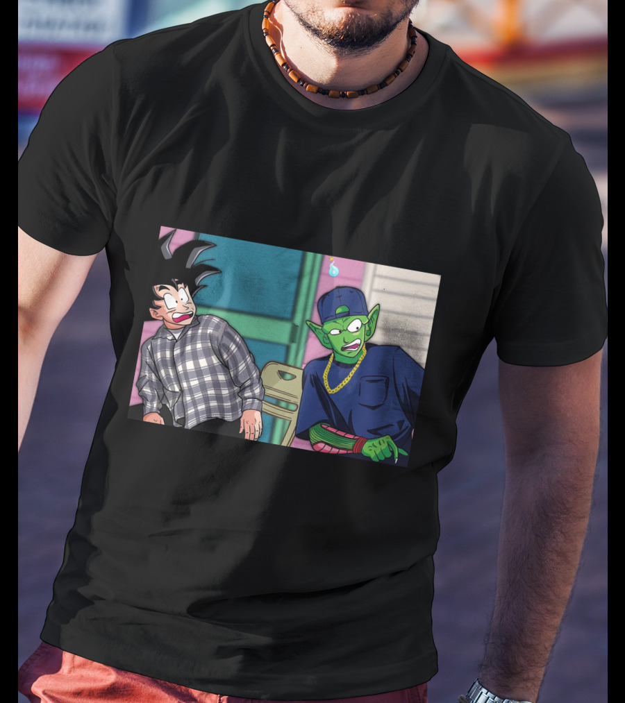 Goku And Piccolo Damn Friday Crossover Plaid Shirt Gold Chain Hat T-Shirt