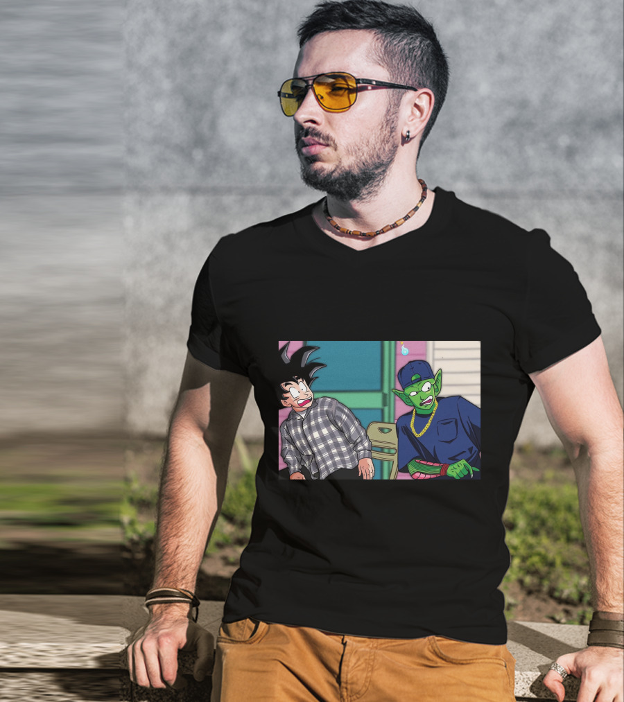 Goku And Piccolo Damn Friday Crossover Plaid Shirt Gold Chain Hat T-Shirt