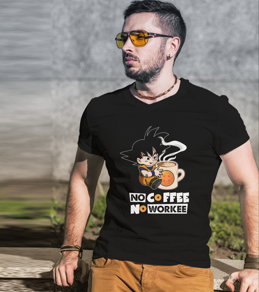 Kid Goku No Coffee No Workee Dragon Ball Mug T-Shirt