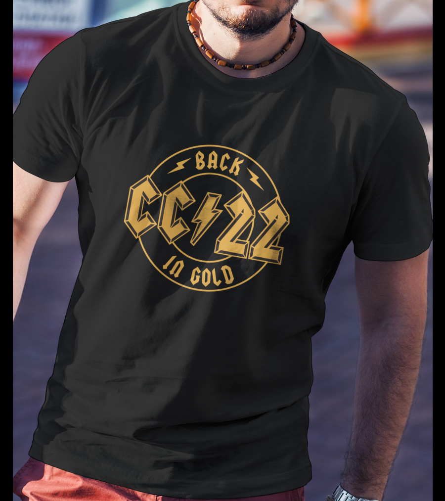 Caitlin Clark The Vinyl Studio CC 22 Back In Gold Lightning Bolt T-Shirt