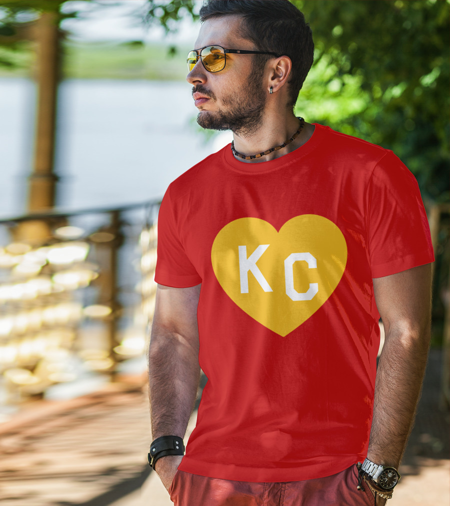 Mishacollinscloset Charlie Hustle Red And Gold KC Heart T-Shirt
