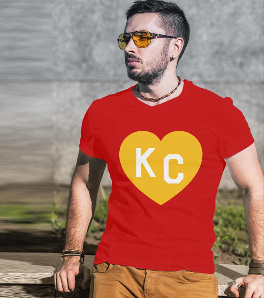 Mishacollinscloset Charlie Hustle Red And Gold KC Heart T-Shirt
