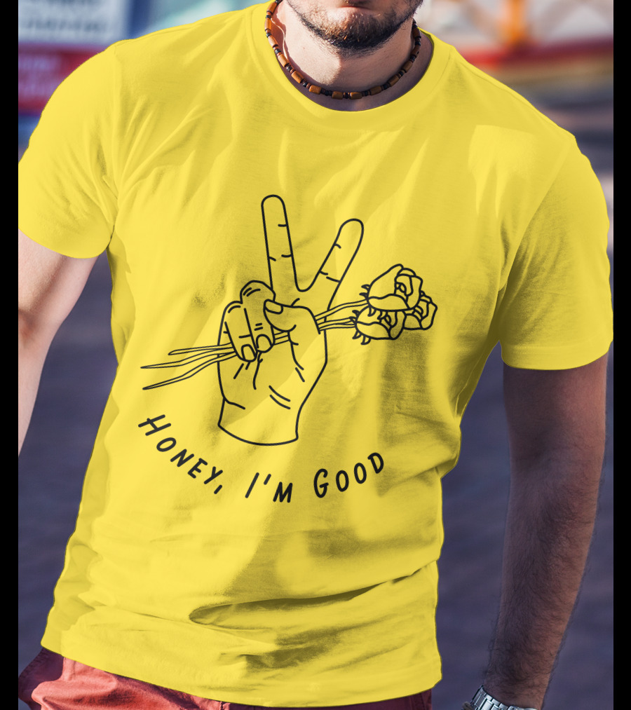 Andy Grammer Honey I'm Good Yellow Hand Peace Sign Roses T-Shirt