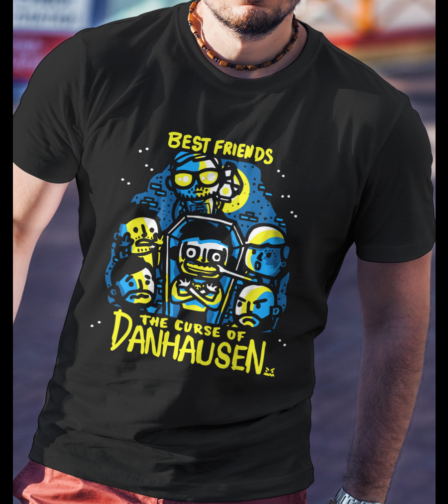 Best Friends The Curse Of Danhausen Moonlit Cartoon Characters T-Shirt