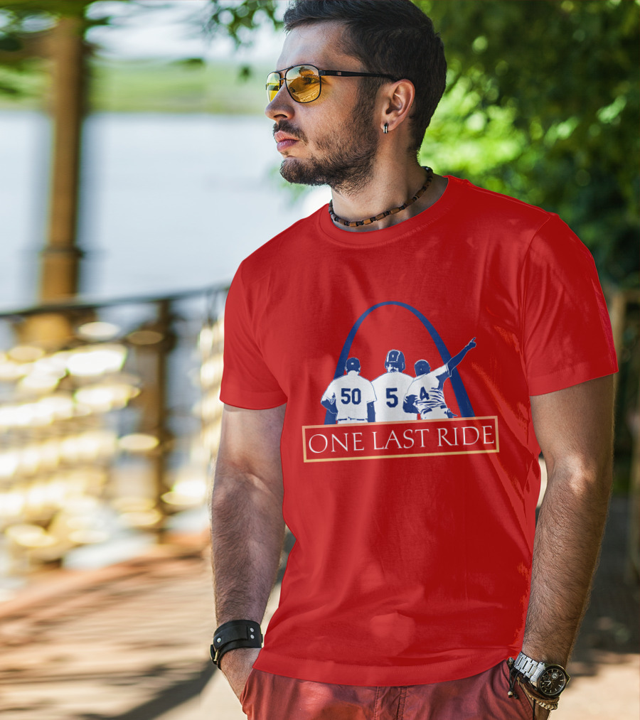 Stl Sports Central Store One Last Ride Baseball Tribute With Arch T-Shirt