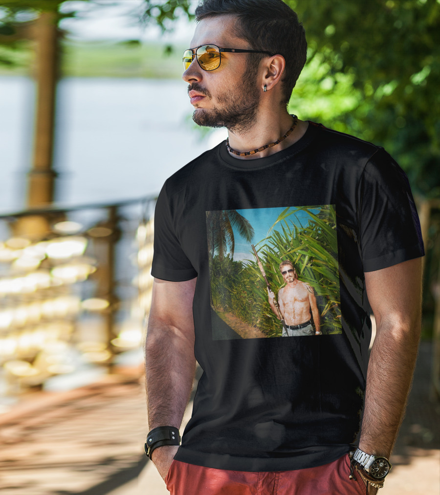 We Are Change Store Great Mac Luke Rudkowski Shirtless Jungle Man With Rifle T-Shirt