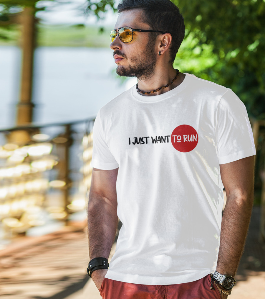 I Just Want To Run Red Circle Emphasis T-Shirt