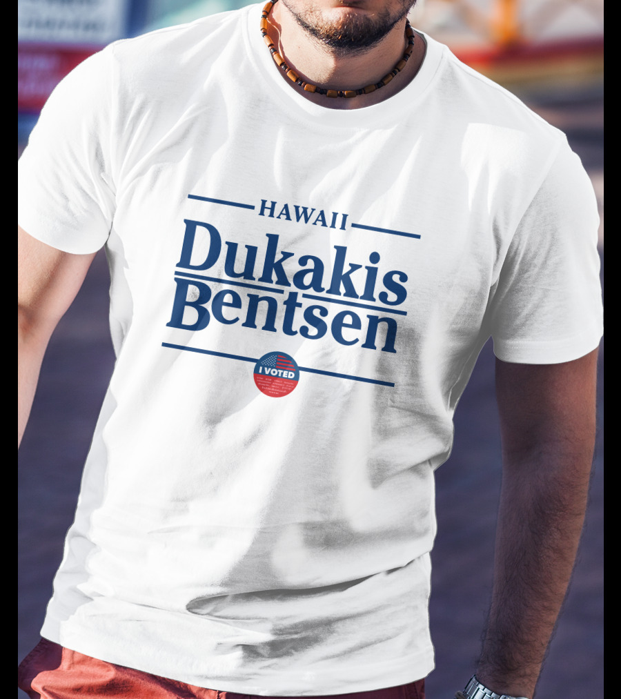 Hawaii Dukakis Bentsen I Voted Badge T-Shirt