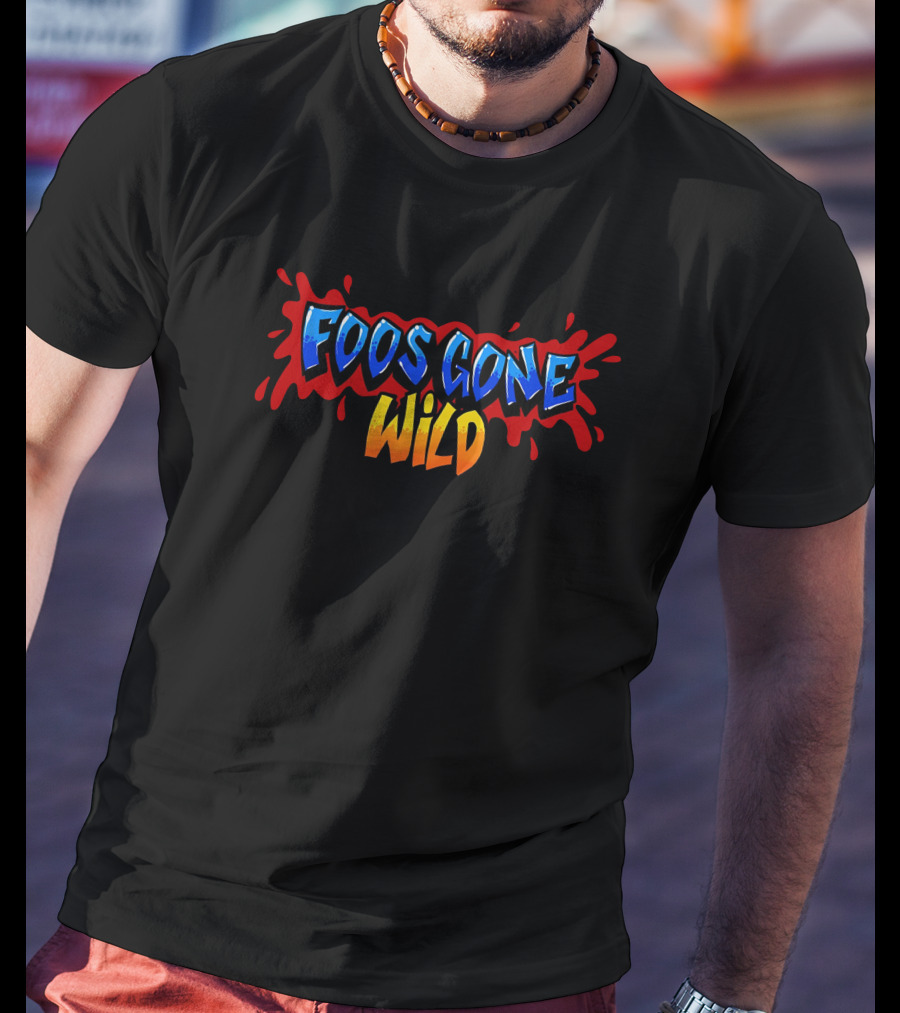 The Hyv Shop Foos Gone Wild Blue And Orange Text Splash T-Shirt