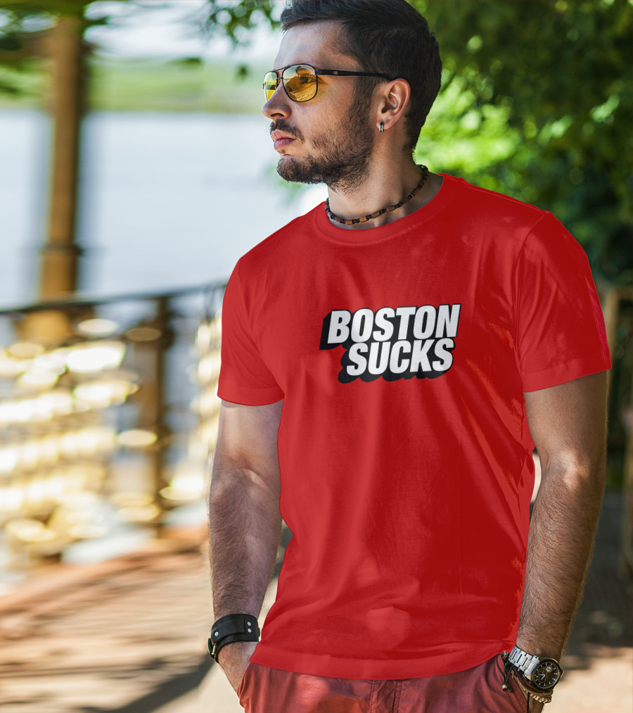 New York Post Sports Boston Sucks Red T-Shirt