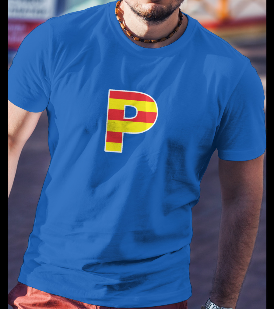 Pghlfilms P Yellow And Red Stripes Blue Background T-Shirt