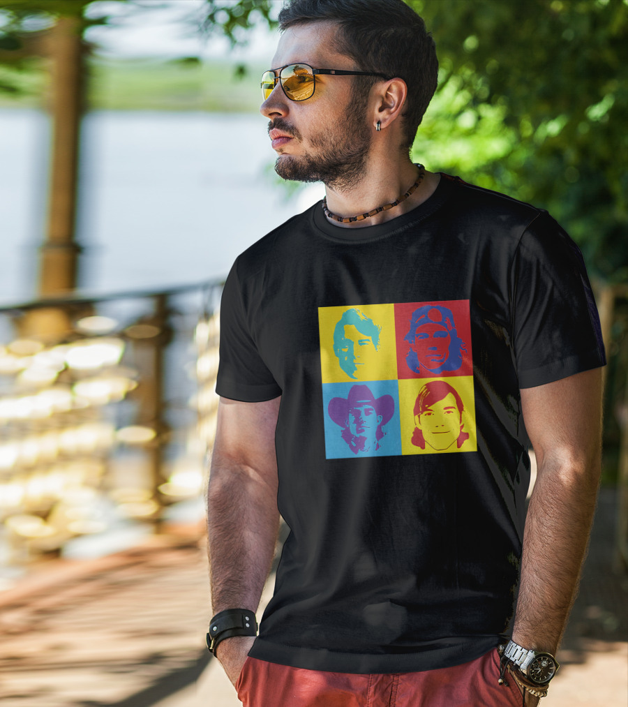 Danny Duncan Merch Pop Art Style 4 Faces Black T-Shirt