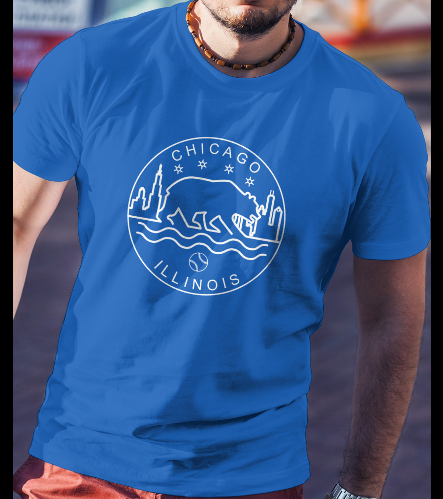 Chicago Illinois Bear Skyline Stars Baseball Seal 1908 T-Shirt