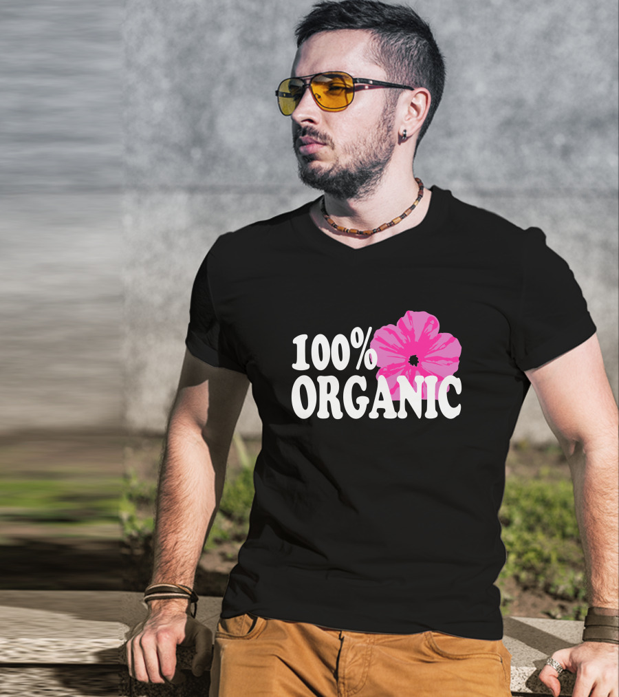 Santea Merch 100% Organic Pink Flower Sannysants T-Shirt