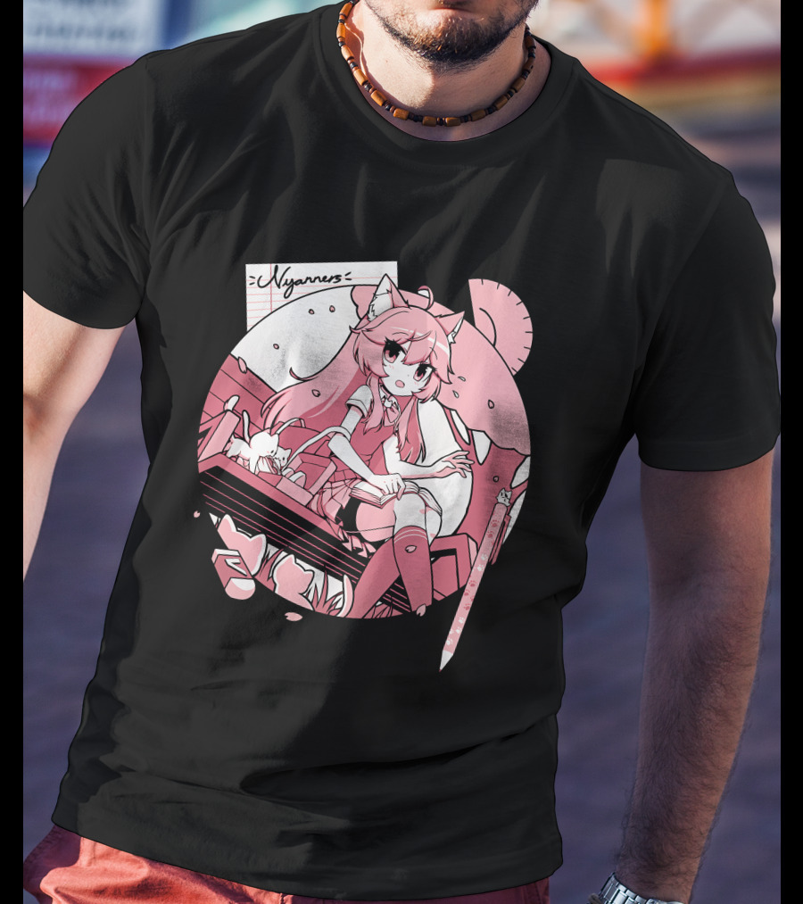 Nyanners VShojo High School Anime Style Desk Scene T-Shirt