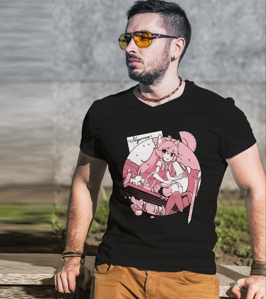 Nyanners VShojo High School Anime Style Desk Scene T-Shirt