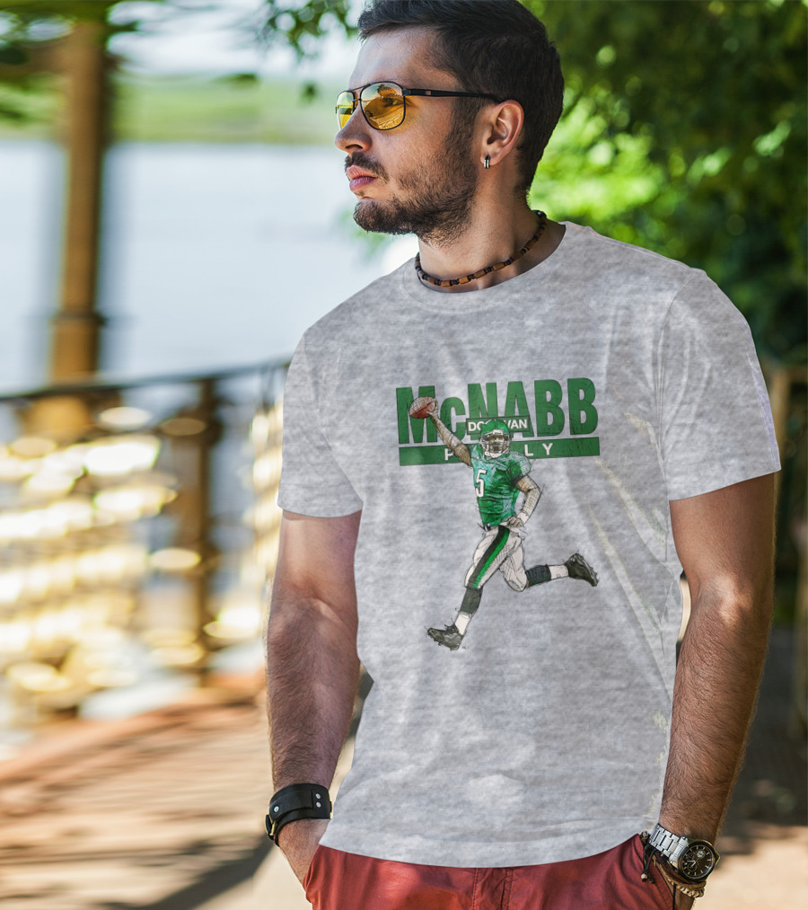 Donovan McNabb Philly Football Green Number 5 Drawing T-Shirt
