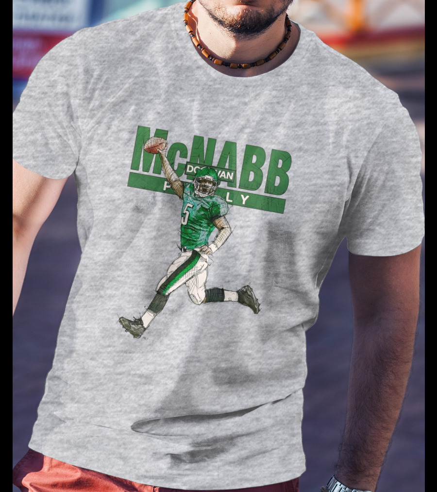 Donovan McNabb Philly Football Green Number 5 Drawing T-Shirt