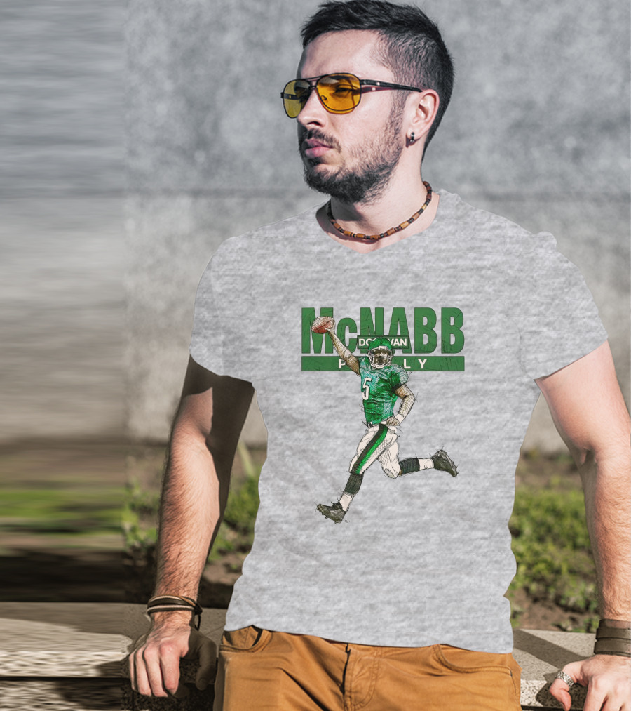 Donovan McNabb Philly Football Green Number 5 Drawing T-Shirt