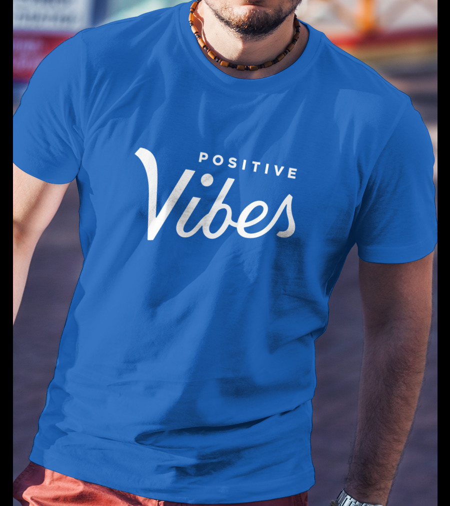 Olympiasports Positive Vibes Michael Schwab Blue Typography T-Shirt