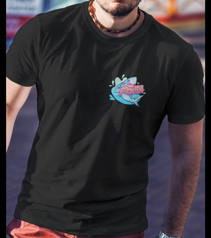 Foolish Gamers Shark With Blue Splash And Mountains T-Shirt