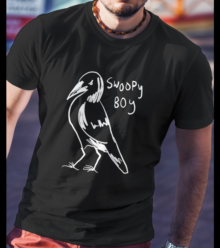 Mrs Legend Swoopy Boy Bird Sketch White T-Shirt