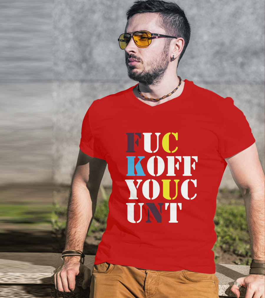 Dave Surman FUC KOFF YOUC UNT Text T-Shirt