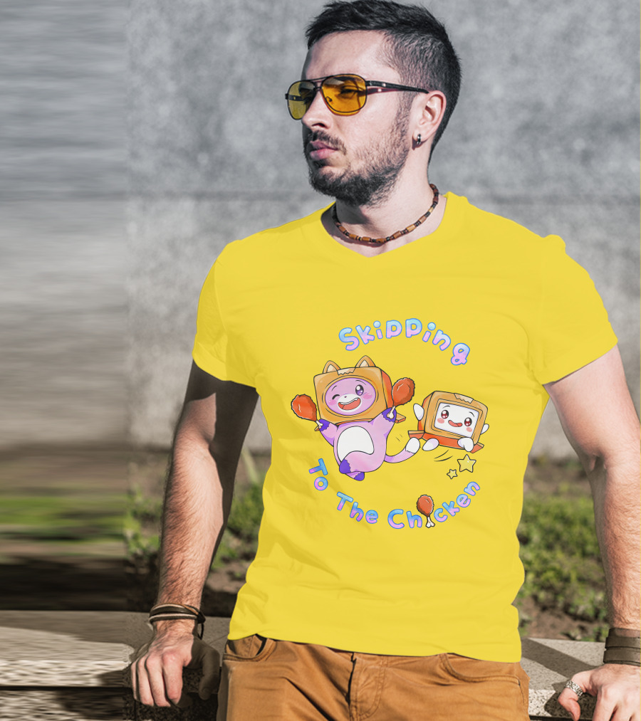 LankyBox Merch Skipping To The Chicken With Boxy And Foxy Characters T-Shirt