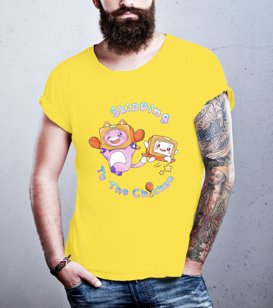 LankyBox Merch Skipping To The Chicken With Boxy And Foxy Characters T-Shirt