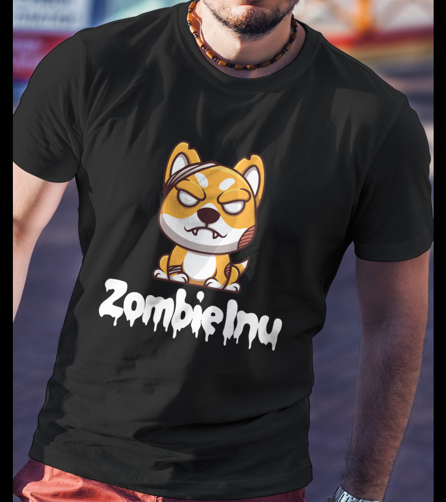 Zombie Inu Zinu Token Fierce Canine Character T-Shirt