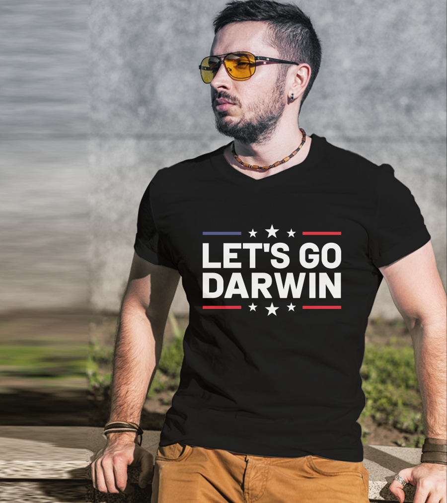Chuckwestover Let's Go Darwin Stars Red White Blue T-Shirt