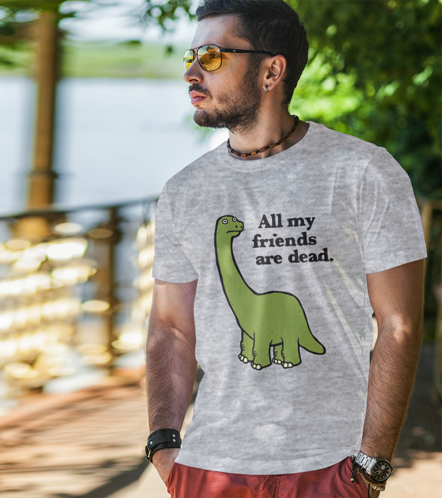 All My Friends Are Dead Dinosaur Gofroles Ripple Junction T-Shirt