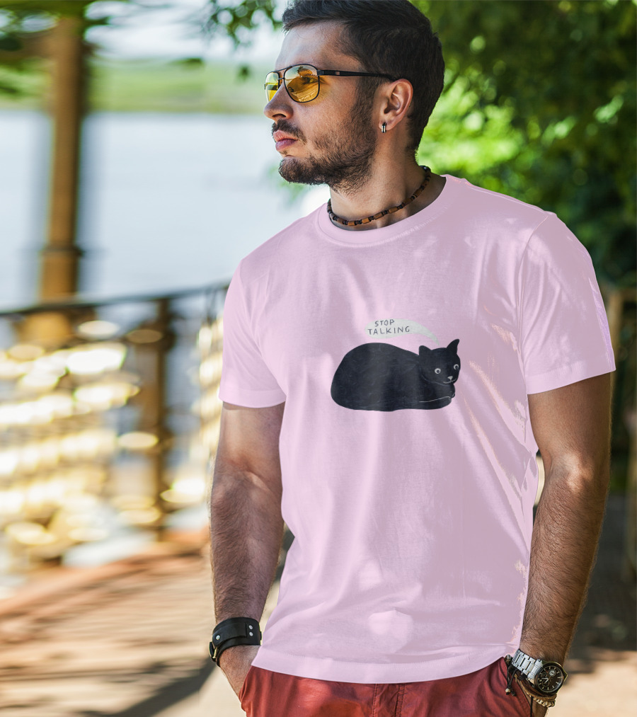 Randall Mann Stop Talking Cat Black Cat T-Shirt