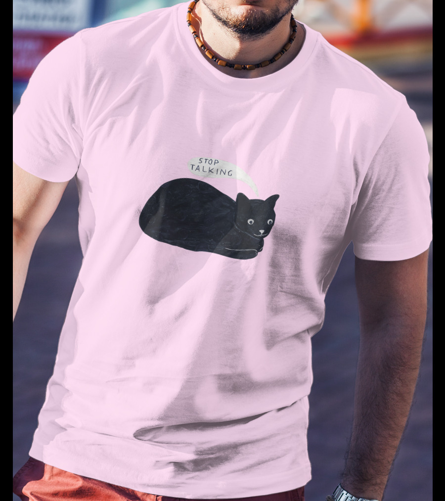 Randall Mann Stop Talking Cat Black Cat T-Shirt