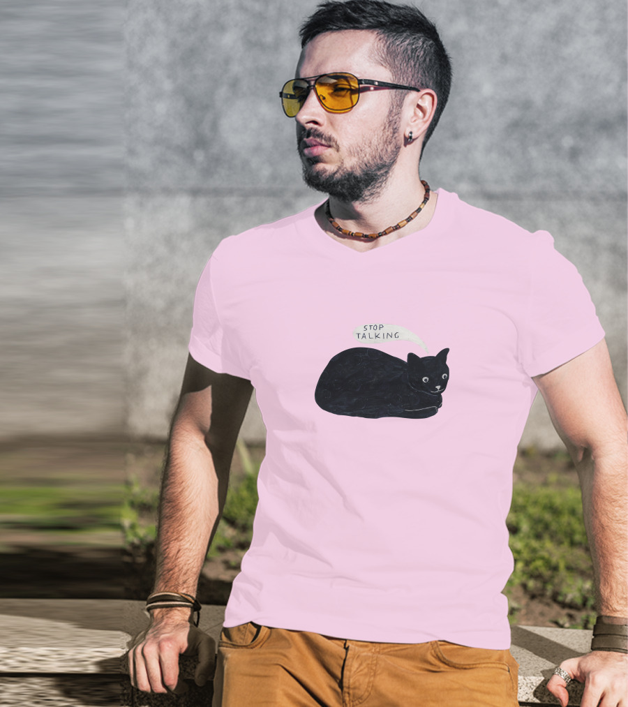 Randall Mann Stop Talking Cat Black Cat T-Shirt