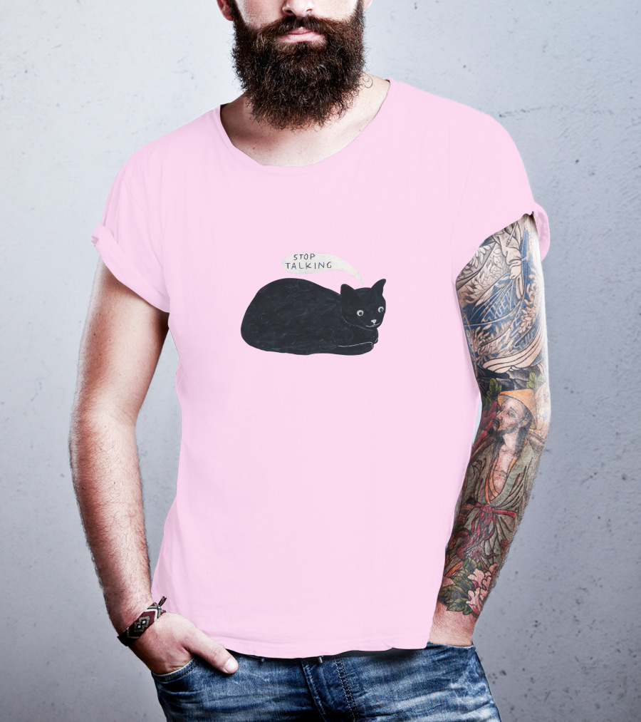 Randall Mann Stop Talking Cat Black Cat T-Shirt