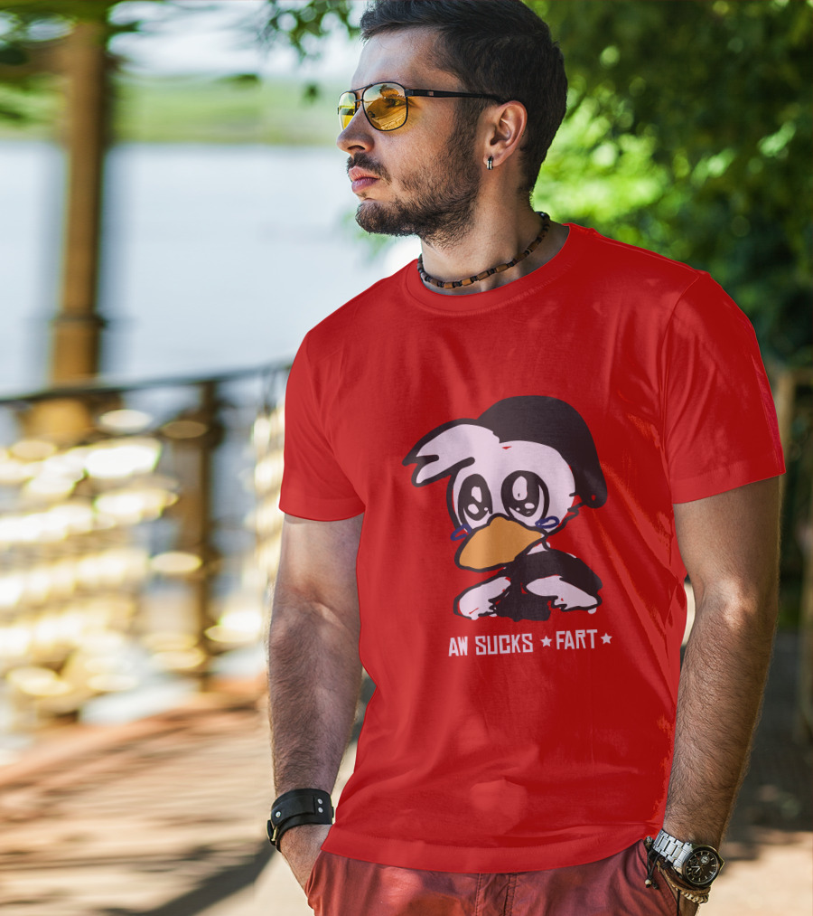 Aw Sucks Fart Crying Duck Cartoon T-Shirt
