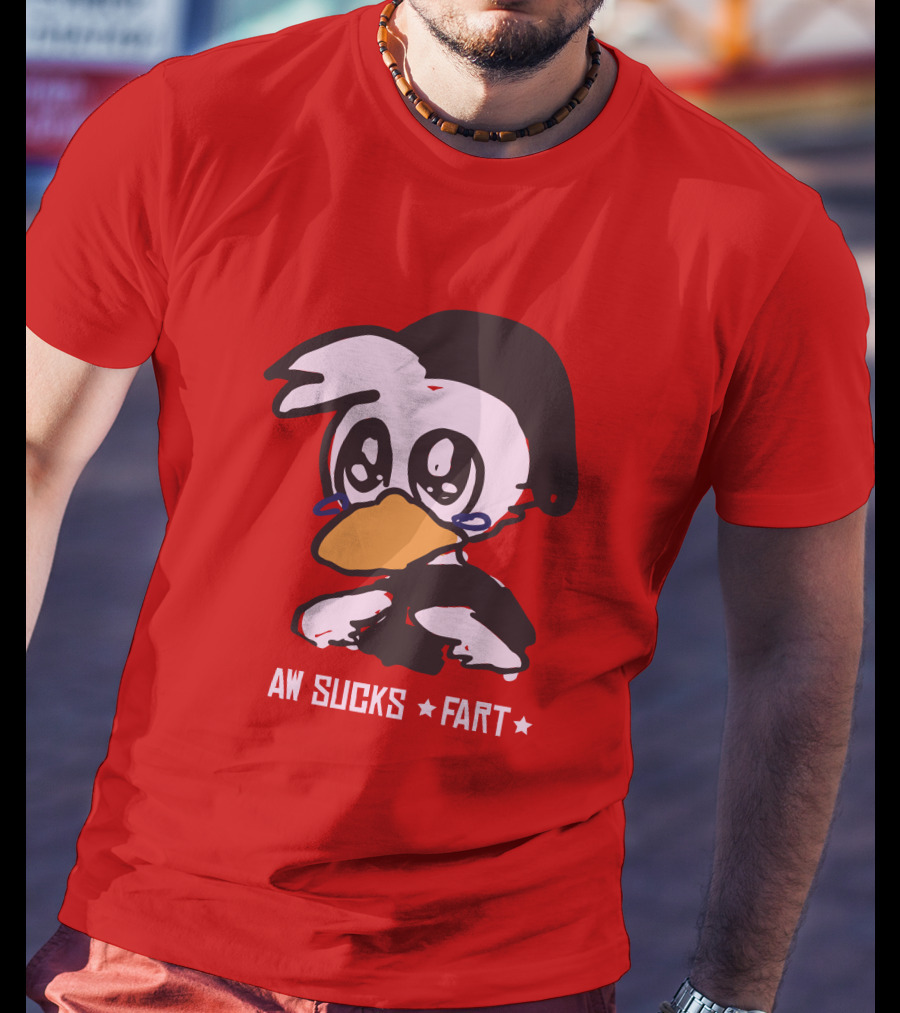 Aw Sucks Fart Crying Duck Cartoon T-Shirt