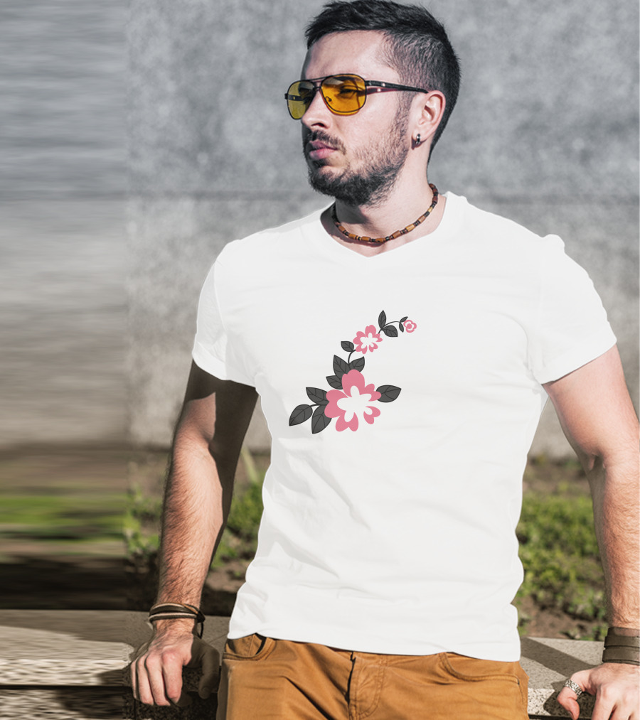 Jonaabug Marinette Pink And Black Flower T-Shirt