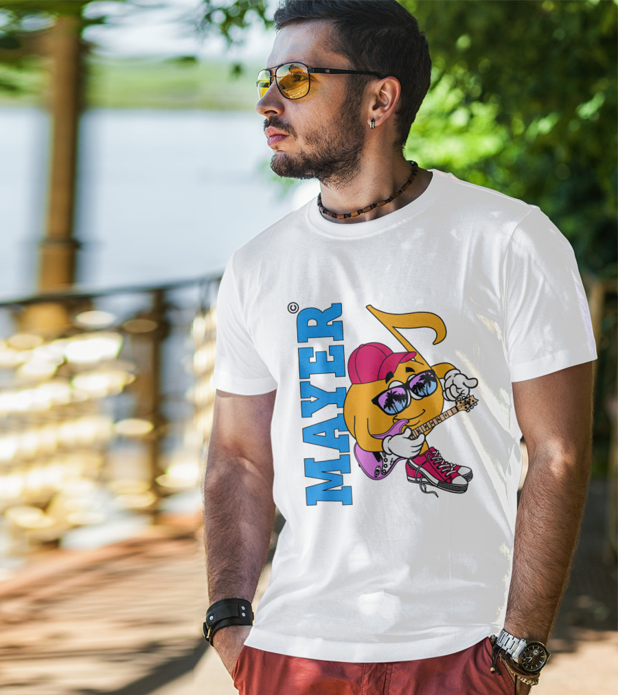 Mayer Sob Rock Merch Music Note Character With Guitar And Sunglasses T-Shirt
