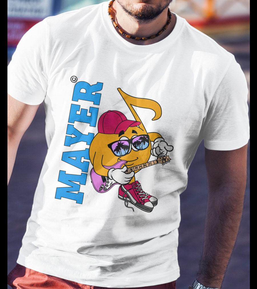 Mayer Sob Rock Merch Music Note Character With Guitar And Sunglasses T-Shirt