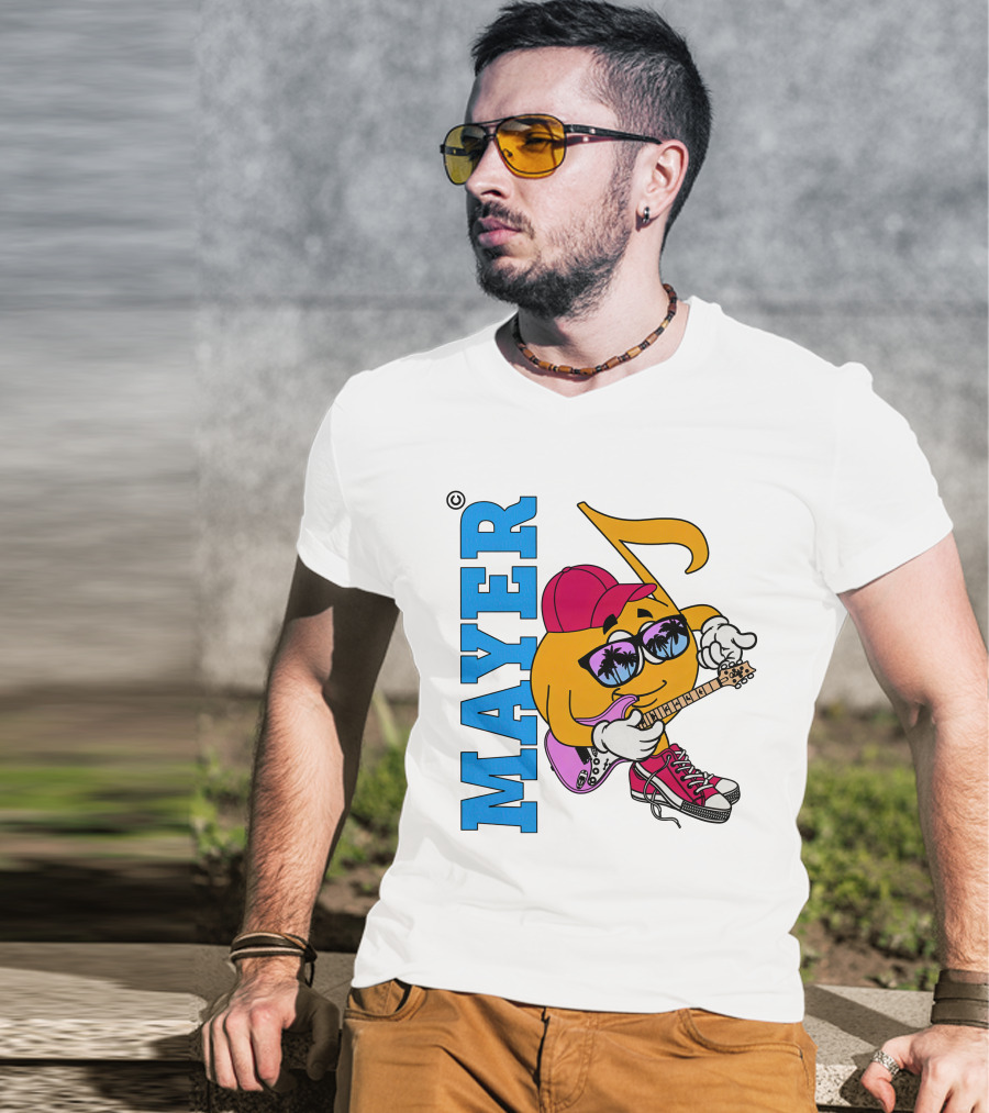 Mayer Sob Rock Merch Music Note Character With Guitar And Sunglasses T-Shirt
