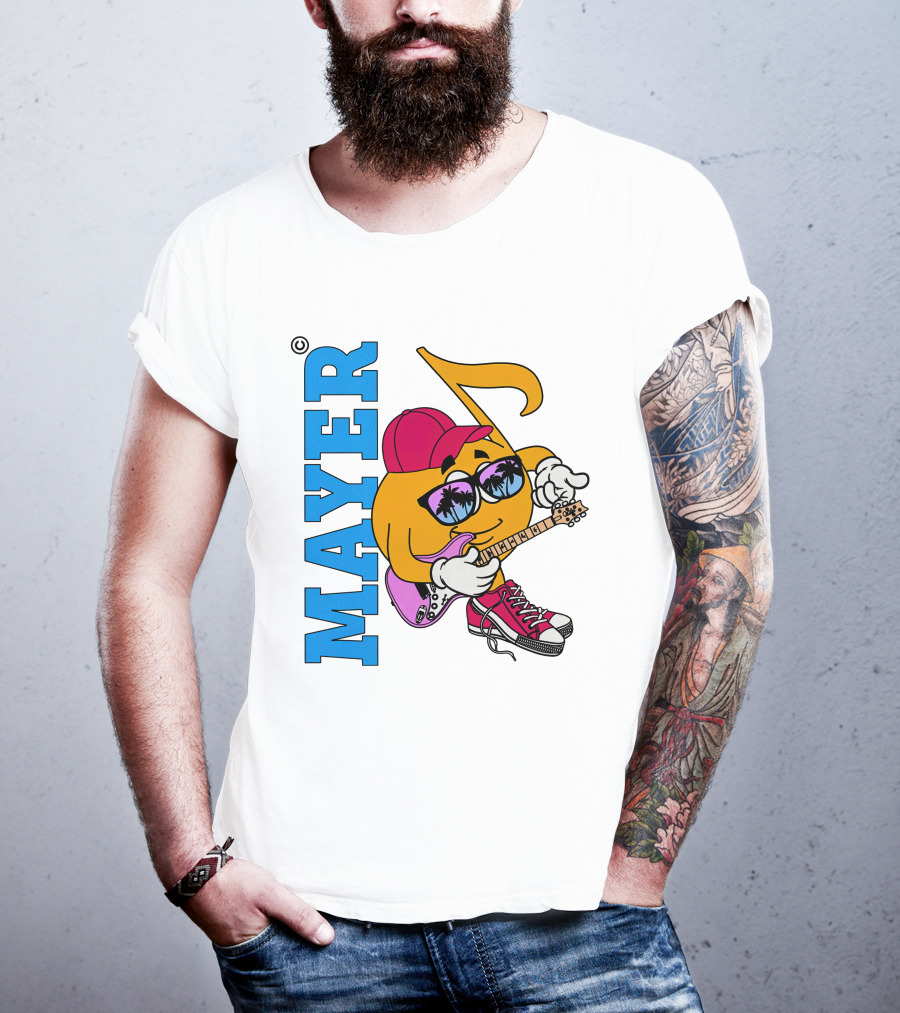 Mayer Sob Rock Merch Music Note Character With Guitar And Sunglasses T-Shirt
