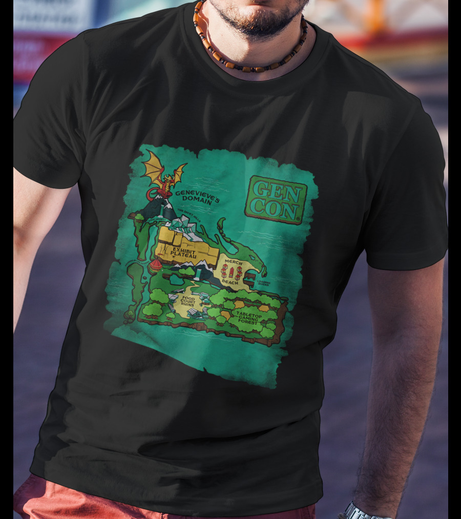 Gen Con Island Map Genevieve's Domain Exhibit Plateau Tabletop Forest T-Shirt