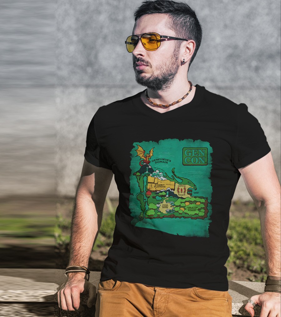 Gen Con Island Map Genevieve's Domain Exhibit Plateau Tabletop Forest T-Shirt